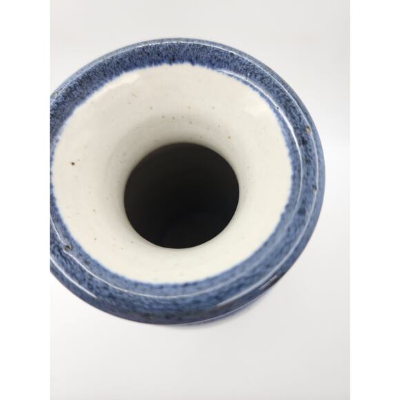 Bill Aitken Art Pottery Vase 7.5in Signed Blue Evergreen Pine Trees Stoneware - Picture 7 of 8